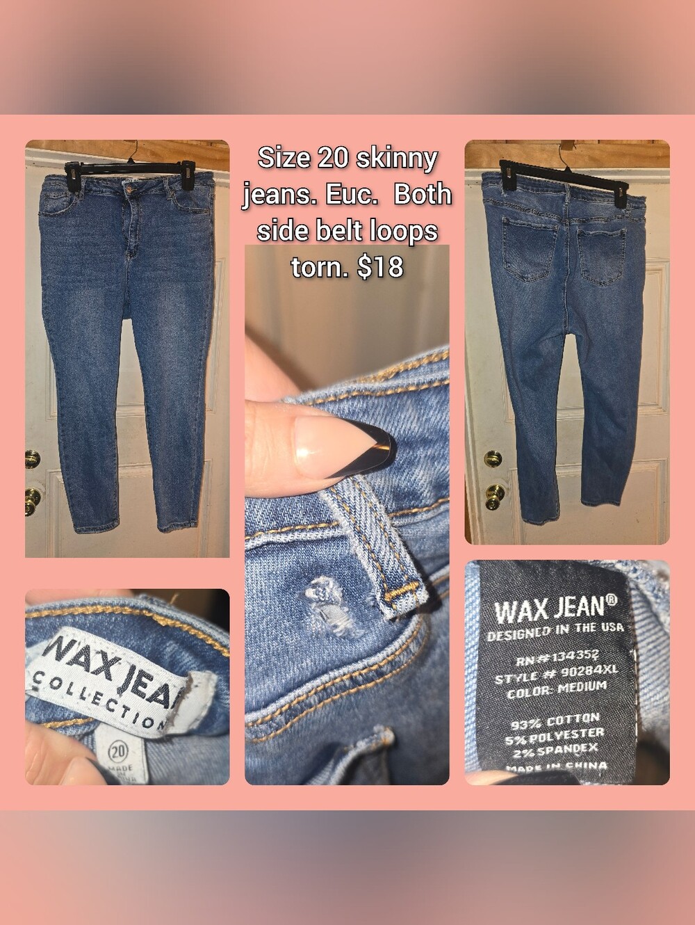Women’s Medium Blue Skinny Jeans - Size 20